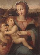 Francesco Brina The madonna and child with the infant saint john the baptist oil on canvas